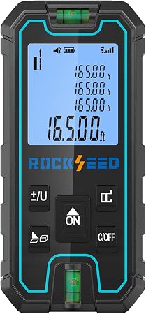Laser Measuring Tool 165 Feet, RockSeed Portable Laser Measure, Digital Distance Measurement with 2 Bubble Levels, Laser Tape Measure with 5 Units Conversion
