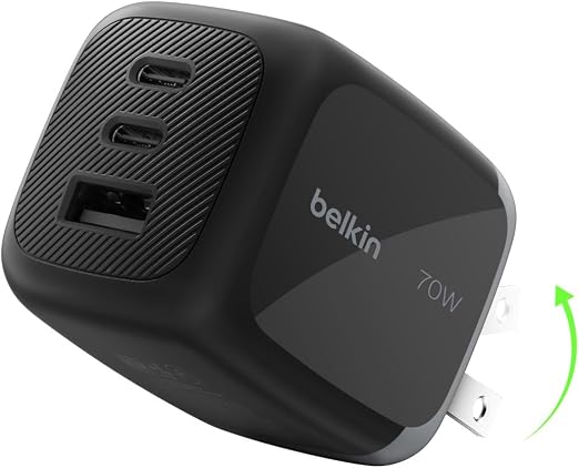 Belkin 70W 3-Port GaN USB C Charger Block, Fast Charging