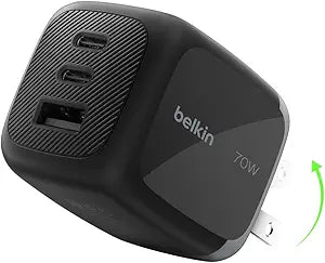 Belkin 70W 3-Port GaN USB C Charger Block, Fast Charging