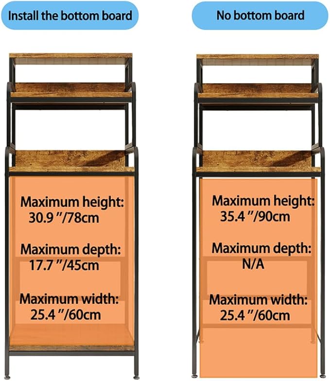 4-Tier Mini Fridge Stand with Storage,Mini Fridge Cabinet with Storage,Microwave Stand,Bakers Rack,Microwave Oven Stand with Storage,Mini Fridge Shelf for Home Office Dorm (Black Wood Grain)