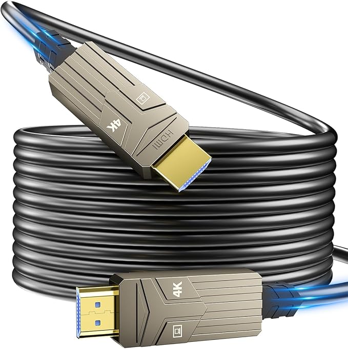Fiber Optic HDMI Cable 200ft,18Gbps 4K@60Hz(4:4:4) Unidirectional Active 2.0 Cord,Support HDR10 ARC HDCP 2.2 3D CEC Atmos DTS:X, Ultra high Speed Flexible and Slim（60m）