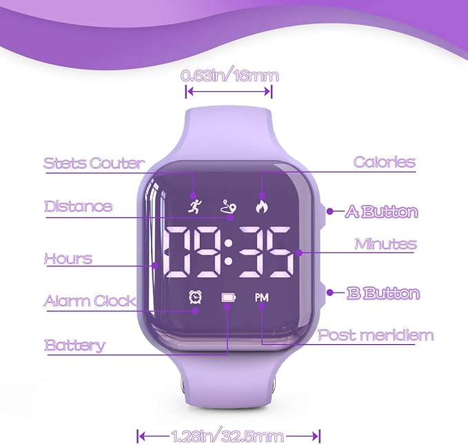 LED Kids Multifunction Steps Counting Watch, Digital Watch, Non-Bluetooth Pedometer Watch, Stopwatch, Alarm Clock, Calories for Women Children Girls Boys