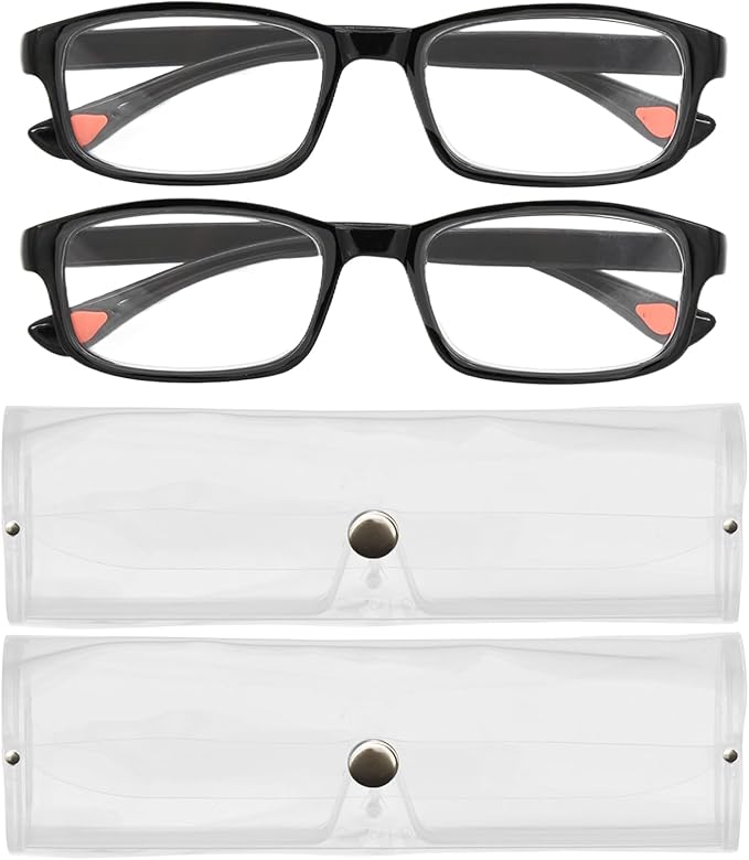 2 Pcs Auto Focus Glasses, Automatic Zoom Reading Intelligent Self Adjusting Presbyopia Anti-Blue Light Glass Adjustable Presbyopic Color-Changing Smart Look Far And Near For Men Women(Black)