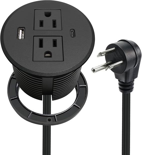 3.15 Inch Flush Mounted Desk Power Grommet USB C Total 30W Fast Charge ETL