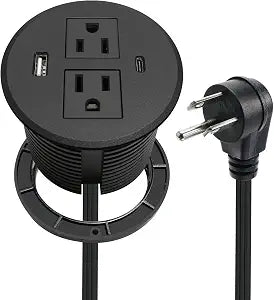 3.15 Inch Flush Mounted Desk Power Grommet USB C Total 30W Fast Charge ETL