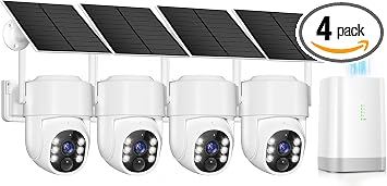 4MP Security Cameras Wireless Outdoor,No Subscription 128GB Local Storage,Solar Powered Cameras For Home Security With 360°PTZ,4 Cam-Kit, Color Night Vision Home Security Camera System,5G & 2.4G,IP66 - Image 2
