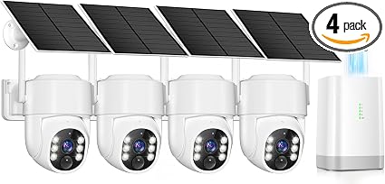 4MP Security Cameras Wireless Outdoor,No Subscription 128GB Local Storage,Solar Powered Cameras For Home Security With 360°PTZ,4 Cam-Kit, Color Night Vision Home Security Camera System,5G & 2.4G,IP66 - Image 4