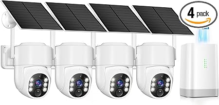 4MP Security Cameras Wireless Outdoor,No Subscription 128GB Local Storage,Solar Powered Cameras For Home Security With 360°PTZ,4 Cam-Kit, Color Night Vision Home Security Camera System,5G & 2.4G,IP66 - Image 3