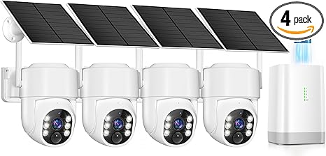 4MP Security Cameras Wireless Outdoor,No Subscription 128GB Local Storage,Solar Powered Cameras For Home Security With 360°PTZ,4 Cam-Kit, Color Night Vision Home Security Camera System,5G & 2.4G,IP66 - Image 5