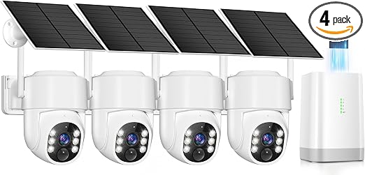 4MP Security Cameras Wireless Outdoor,No Subscription 128GB Local Storage,Solar Powered Cameras For Home Security With 360°PTZ,4 Cam-Kit, Color Night Vision Home Security Camera System,5G & 2.4G,IP66 - Image 6