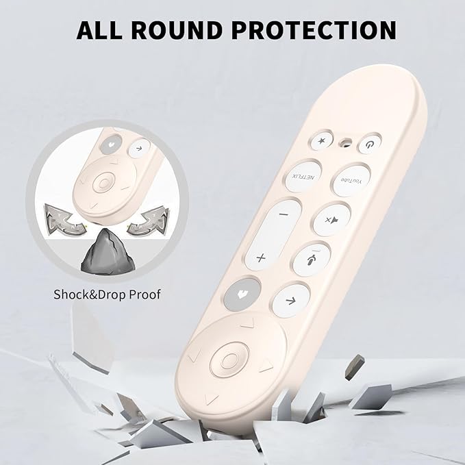 [2 Pcs] Silicone Remote Case for Google TV Streamer 4K Voice Remote 2024,Shockproof Remote Cover for Google TV Streamer 4K Voice Remote, Remote Protective Cover with Lanyard (Black+Off White)