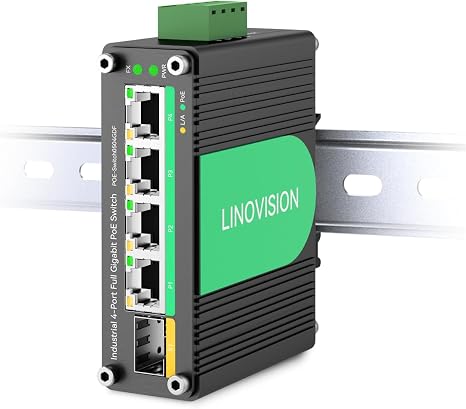 LINOVISION Industrial 4 Ports Gigabit 12V PoE Switch, Solar Powered Switch