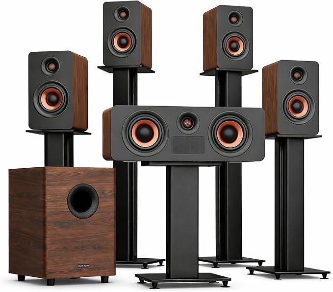 True 5.1.4 Hi-Fi Surround Sound System with Dolby Atmos, 900W Home Theater Sound Bar for Smart TV, Center Channel Speaker with 4 Surrounds, 25Hz Subwoofer, Hi-Fi Grade Crossover, Soundbar eARC, BT 5.4