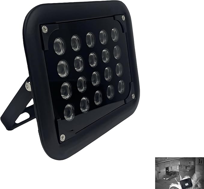 IR Illuminator for CCTV Security Cameras,12V ir Light 6 LED Infrared Illuminator Lights, Rainproof, Automatic Switch at Night (20-lamp IR Illuminator Aluminum)