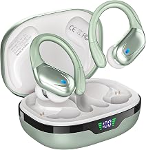 HAOYUYAN Wireless Earbuds, Sports Bluetooth Headphones, 80Hrs Playtime Ear Buds with LED Power Display, Noise Canceling Headset, IPX7 Waterproof Earphones for Workout/Running（Light Green） - Image 1