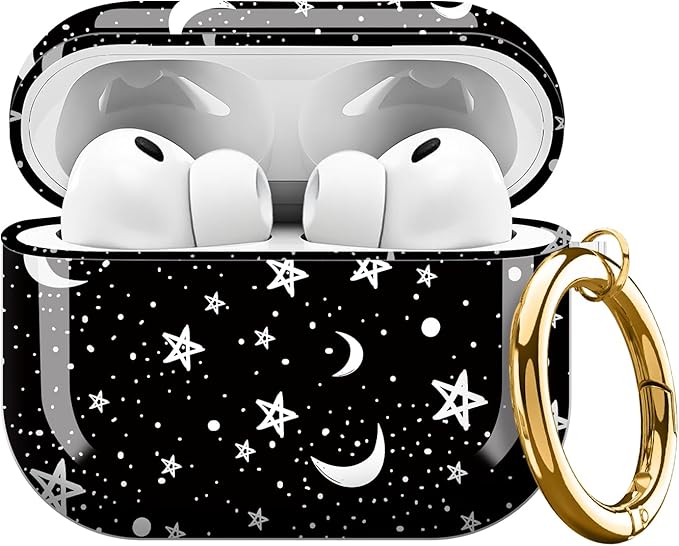 Compatible with AirPods Pro 3 (2025) Case, Airpod Pro 3 Protective Cover with Cute Golden Keychain for Girls & Women (Constellations and Stars)