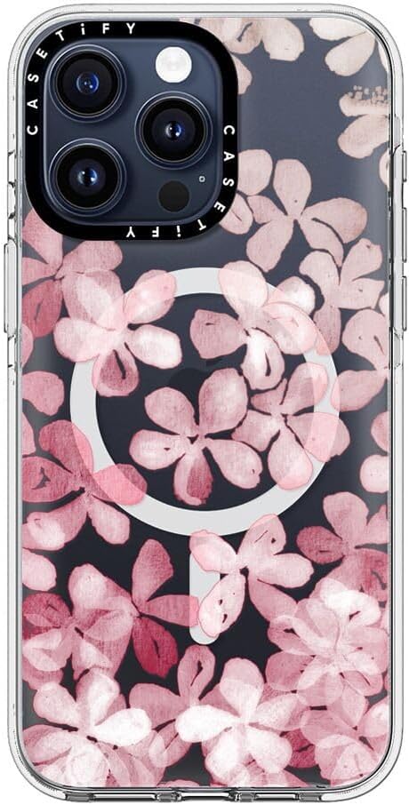 CASETiFY Clear iPhone 15 Pro Max Case [Not Yellowing / 6.6 ft. 3X Military Grade Drop Protection/Compatible with Magsafe] - Spring Blossoms - Clear