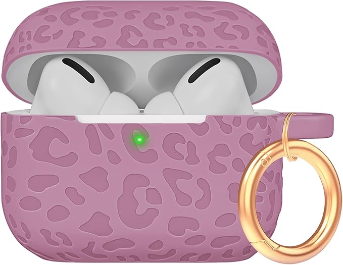 Engraved Leopard Case Compatible with AirPods Pro 2 Case Cover 2022,Soft Silicone Caeving Cover for Women Girls, Smoke Violet