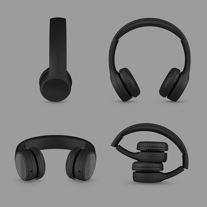 LilGadgets Connect+ Style On-Ear Kids Headphones with Microphone - SharePort Technology, SoftTouch Padding, Detachable Cable, Volume Limiting, Durable & Adjustable - Black