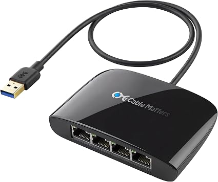 Cable Matters USB to 4-Port Gigabit Ethernet Switch, USB Ethernet Splitter