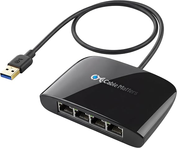 Cable Matters USB to 4-Port Gigabit Ethernet Switch, USB Ethernet Splitter