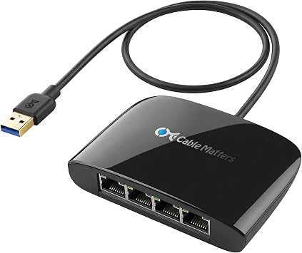 Cable Matters USB to 4-Port Gigabit Ethernet Switch, USB Ethernet Splitter