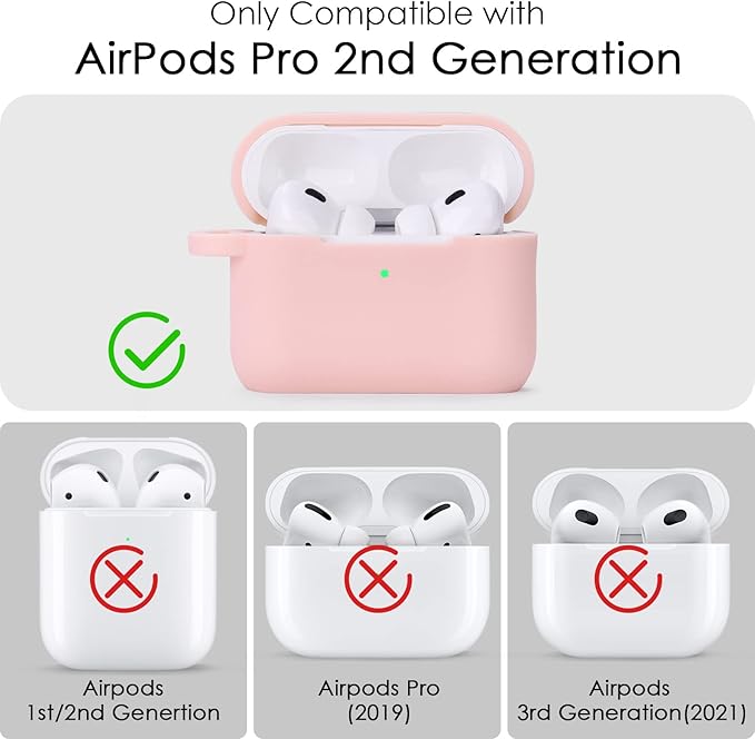 Case for Airpods Pro 1st 2nd Generation - VISOOM Airpods Pro 1/2 Cases Cover Women Silicone iPod Pro 2 Earbuds Wireless Charging Case Girl Bling Keychain for Apple Airpod Gen Pro 2