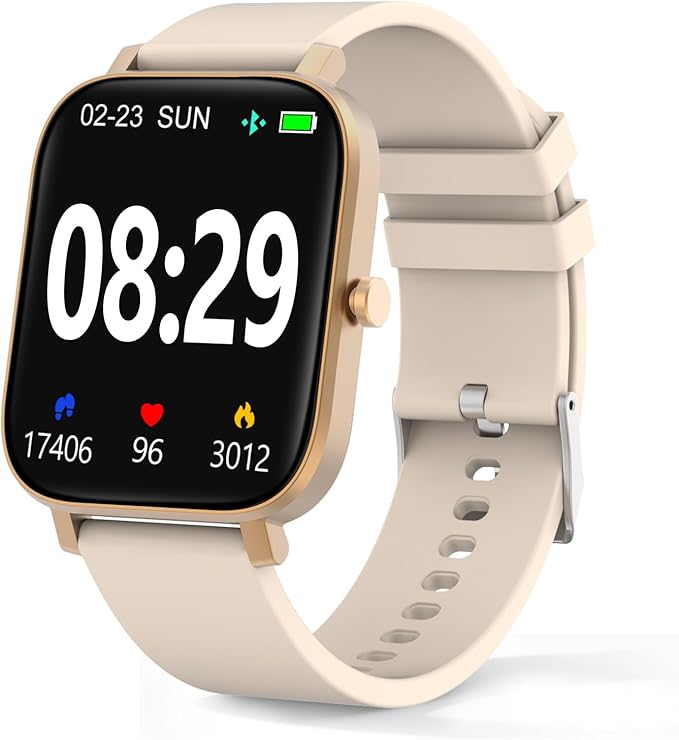 Smart Watch for Men Women SmartWatch 1.83" for iPhone Samsung Android Phone Compatible, Fitness Tracker Watch with Pedometer, Heart Rate/Sleep Monitor, Blood Oxygen, IP68 Waterproof (Gold)
