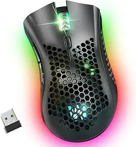 WolfLawS KM-1 RGB Wireless Gaming Mouse with Honeycomb Shell Computer Mouse