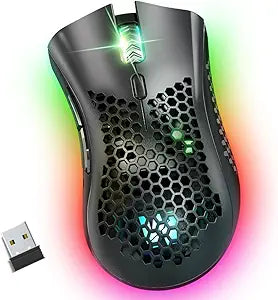 WolfLawS KM-1 RGB Wireless Gaming Mouse with Honeycomb Shell Computer Mouse