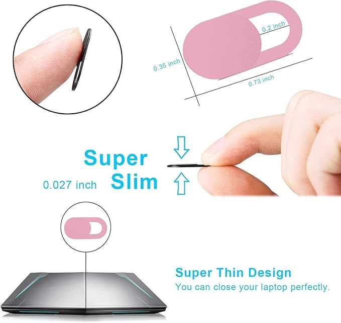 SIREG Webcam Cover Slide Ultra Thin - Cute Pink Web Camera Cover fits Laptop,Tablet,Computer, Smartphone, Protect Your Privacy and Security,Strong Adhesive