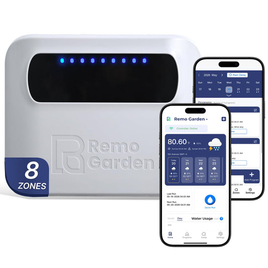 Indoor Smart Sprinkler Controller 8 Zone, WiFi Automatic Irrigation Timer, Easy-Use App Remote Control, Flexible Programs, Save Water via Rain, Wind&Freeze Skip,Quick Install, with Alexa