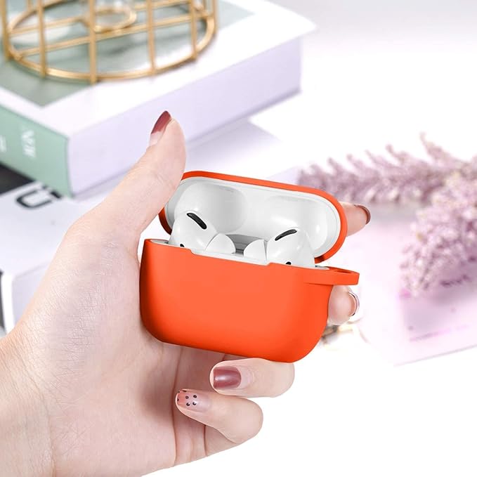 Lerobo Compatible with AirPods Pro 2 Case Cover,Soft Silicone Protective Cases Cover Skin Designed for Apple AirPod Pro Charging Case, Women Men, with Keychain Front LED Visible,Orange