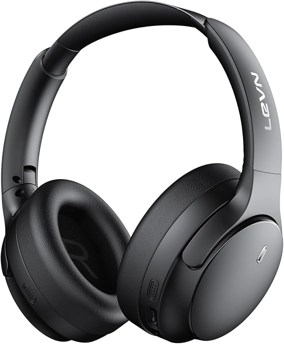 LEVN Hybrid Active Noise Cancelling Headphones, Wireless Headphones Bluetooth 5.4 with Transparent Mode, Hi-Res Audio, Deep Bass, 70H Playtime Over Ear Bluetooth Headset for Work/Travel/Home/Office