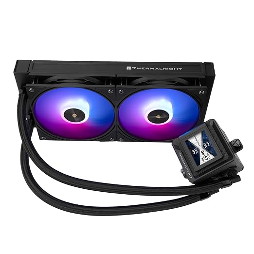 Thermalright FW 240 SE ARGB Black-AIO CPU Liquid Cooler,IPS LCD Screen with 320 * 240 Resolution,for AM4/AM5,Intel LGA1700/1851,2-inch Magnet-Absorbent LCD Screen for Images-Black,PC CPU Water Cooler