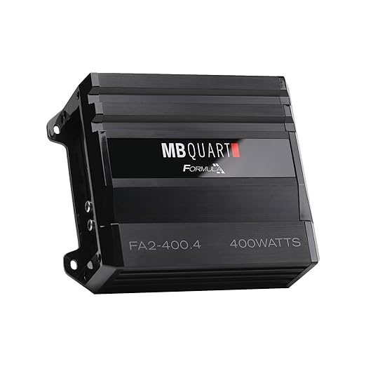 MB Quart Formula 400 Watt 1 Ohm Stable 4 Channel Full Range Class Q1 Car Audio Mobile Amplifier with Bass Remote, FA2-400.4, Black