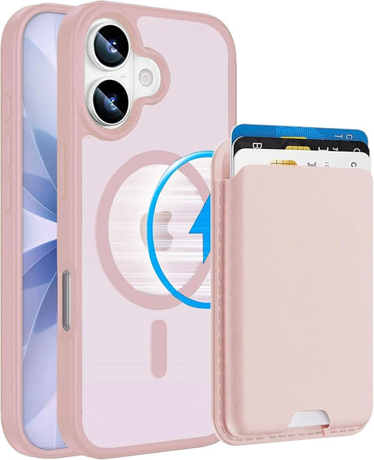 Magnetic for iPhone 17 Case with Detachable Wallet, Compatible with MagSafe, Credit Card Holder with Slim Shockproof Protective Phone Cover, Pink