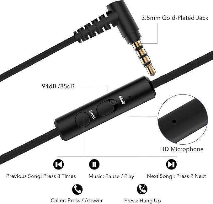 RORSOU K5 Kids Headphones with Microphone for shchool, Volume Limiter 85/94dB, Foldable Stereo Tangle-Free 3.5mm Jack Wired Cord On-Ear Headphones for Children/Boys/Girls/Kindle/Tablet/MP3/4 (Black)