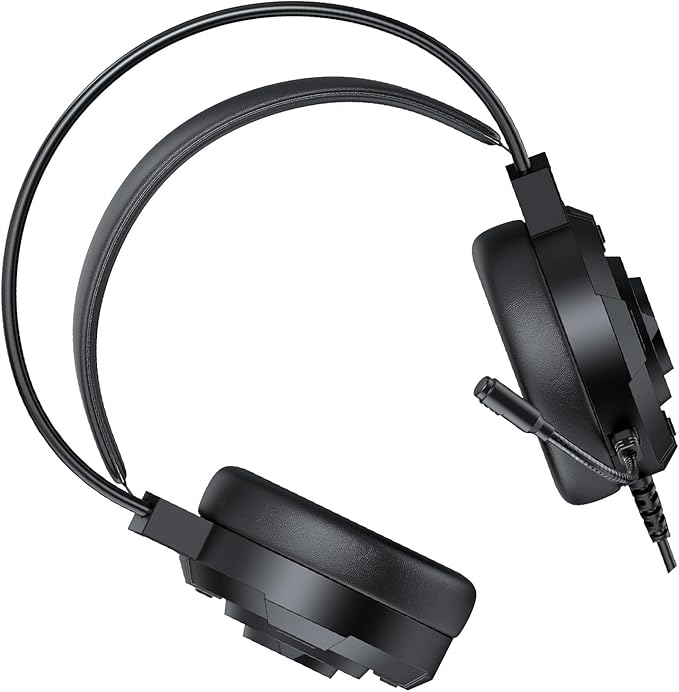 RGB Lighting USB Wired Over Ear Gaming Headset, 50mm Drivers 7.1 Surround Sound Headphones, Lightweight Ergonomic Design Headset with Soft Ear Cushions, Ideal for PC