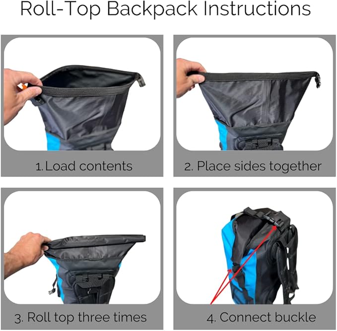 Malo?™o DryPack 30L Waterproof Backpack, Roll-Top Dry Bag Backpack with Padded Straps, Floating Design for Beach, Kayaking, Fishing, Boating, Travel, and Water Sports, Dark Blue