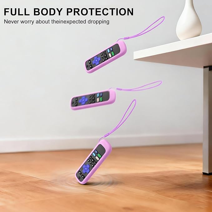 Remote Cover for Hisense TCL Roku TV, Universal Replacement Remote Case Compatible with Roku Voice Remote, Glow in The Dark (Pink+Purple)