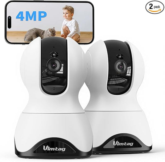 VIMTAG 5G Indoor Security Camera, 4MP Pet Camera with Speaker for Dog/Cat, 360° View Baby Monitor with Phone App, Home/Room/Nanny, Dual-Band WiFi, Motion Tracking, 2-Way Audio, Cloud & SD Card Storage