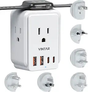 VINTAR Universal Travel Adapter for Apple Watch Charger, Type A,C,D,G,I,M