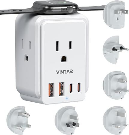 VINTAR Universal Travel Adapter for Apple Watch Charger, Type A,C,D,G,I,M
