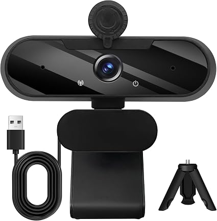 HD 1080P Webcam with Built-in Microphone and Rotatable Tripod, 1080P Video and Wide Angle Camera, Privacy Cover, for Desktop PC or Laptop Computer （Black） - Image 4