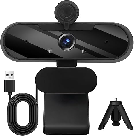 HD 1080P Webcam with Built-in Microphone and Rotatable Tripod, 1080P Video and Wide Angle Camera, Privacy Cover, for Desktop PC or Laptop Computer （Black） - Image 5