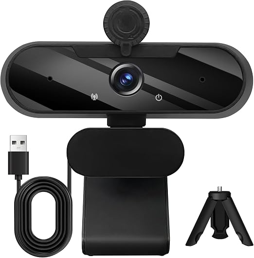 HD 1080P Webcam with Built-in Microphone and Rotatable Tripod, 1080P Video and Wide Angle Camera, Privacy Cover, for Desktop PC or Laptop Computer （Black） - Image 6