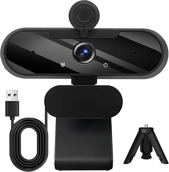 HD 1080P Webcam with Built-in Microphone and Rotatable Tripod, 1080P Video and Wide Angle Camera, Privacy Cover, for Desktop PC or Laptop Computer （Black） - Image 7