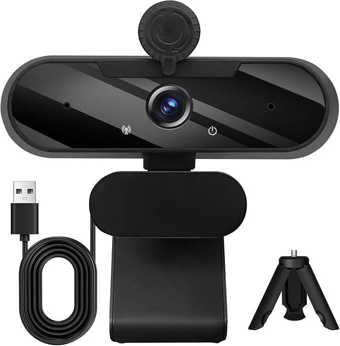 HD 1080P Webcam with Built-in Microphone and Rotatable Tripod, 1080P Video and Wide Angle Camera, Privacy Cover, for Desktop PC or Laptop Computer （Black） - Image 8
