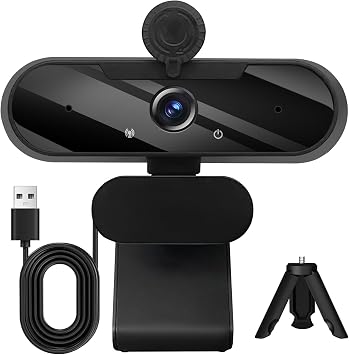 HD 1080P Webcam with Built-in Microphone and Rotatable Tripod, 1080P Video and Wide Angle Camera, Privacy Cover, for Desktop PC or Laptop Computer （Black） - Image 2